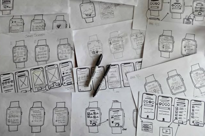 Lots of wireframes for Ideation